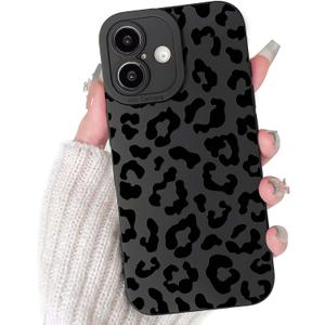 Lovmooful Compatible for iPhone 16 Case Cute Cool Leopard Print Black Design for Girls Women Soft TPU Shockproof Protective Girly for iPhone 16-Leopard Print