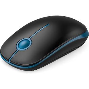 Vssoplor Wireless Mouse, 2.4G Slim Portable Computer Laptop Mouse with Nano Receiver Quiet Silent Optical Mice for Notebook, PC, Laptop, Computer-Black and Sapphire Blue
