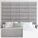 IFNOW Upholstered Wall Mounted Headboard, 3D Soundproof Wall Panels Peel and Stick for Queen Size, Reusable and Removable Tufted Bed Headboard in Medium Grey (9 Panels, 10" x 24")