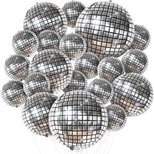 KatchOn, Silver Disco Ball Balloons - 32 Inch, Pack of 20 | Shiny Disco Ball for Disco Party Decorations | 4D Disco Balloons for Disco Bachelorette Party Decorations | Graduation Decorations 2026