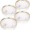 VanEnjoy 3.5 inches Marble Porcelain Side Dish Bowl Seasoning Dishes Soy Dipping Sauce Dishes-Set of 4, White with Gold Rim