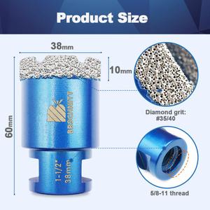1-1/2 Inch Diamond Core Drill Bit for Porcelain Tile Ceramic Marble Granite Drilling, BRSCHNITT,  1pc