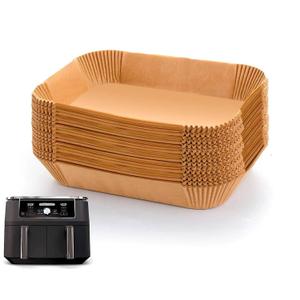 Rectangle Air Fryer Liners for 6 Quart Dual Basket, Ninja double Dual Liners Disposable, 200Pcs Rectangular Parchment Paper Liner for COSORI 9Qt Double Air Fryer with 2 Baskets (8x 5''Rectangle)