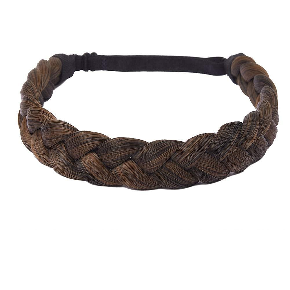 TOECWEGR Braid Headband 3 Strands Synthetic Braided Headbands Stretch Plaited Hairpiece Fashion Girl Costume Hair Accessories (SG-YLN-WG15)