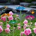 4 Pack Bee Watering Station for Garden, Colorful Metal Flower Bee Bath, Decorative Design Attracts Bees & Butterflies, Easy Install Durable Outdoor Yard Decor