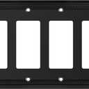 Henne Bery Sunken Pearls Heavy Duty Decorative Wall Plate Switch Plate Outlet Cover (Quad Decorator, Matte Black)