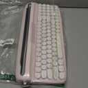 YUNZII Upgraded Wireless Typewriter Keyboard, Retro Aesthetic with Integrated Stand, Cute Round Keycaps, USB-C/Bluetooth Connection for Table, Phone, PC and Win/Mac/Android (B307, Baby Pink)