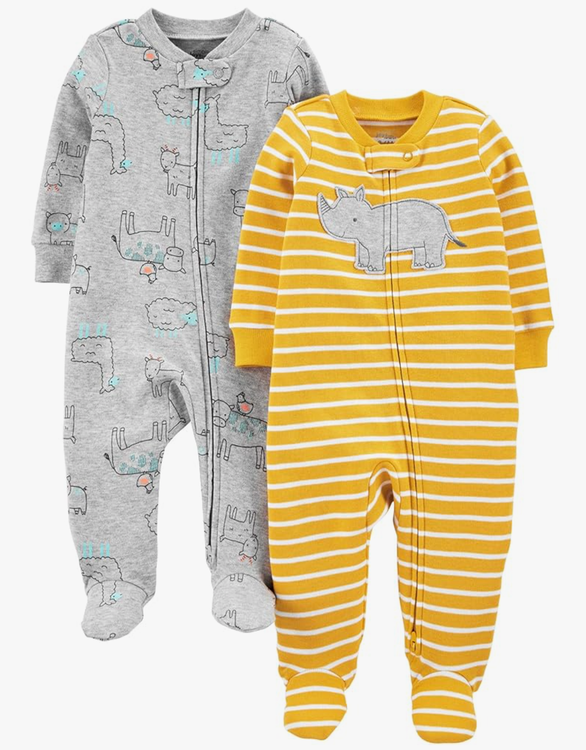 Simple Joys by Carter's Baby Boys' 2-Way Zip Thermal Footed Sleep and Play, Pack of 2 3-6 Months