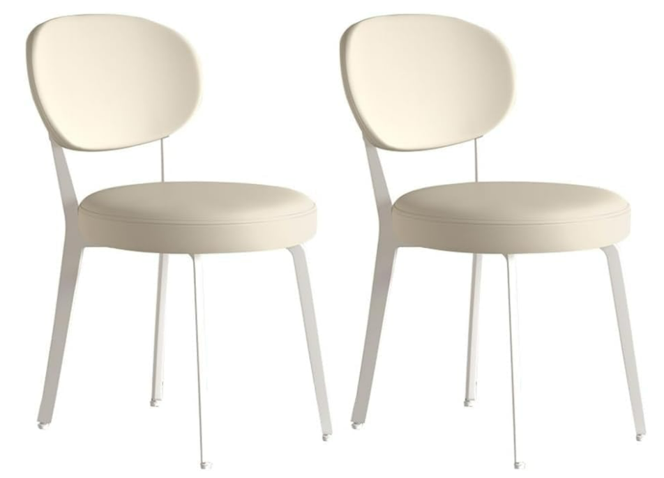 2PCS Dining Chair, White Iron Bracket Backless Seat Height 40cm Bedroom(B)