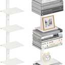 Floating Book Shelves for Wall, 6 Tier Invisible Floating Bookshelf, Vertical Spine Book Tower, Wall Mounted & Space Saving, Heavy Duty Metal Book Organizer for Home Office, 3 Pack White