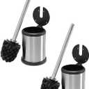 Bath Bliss Stainless Steel 2 Pack Self Closing Lid Toilet Brush and Holder, Finger Print Proof, Compact, Small Space, 6980-2PK, Silver