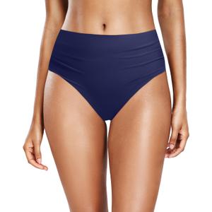 Daci Full Coverage Bikini Bottoms - Mid Rise Bathing Suit Bottoms for Women Tummy Control Swimsuit Bottom (Blue, Medium)