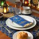 2 x Eid Mubarak Napkins, 100 Pcs Eid Mubarak Ramadan Paper Napkins Disposable, 2-Ply Blue Gold Star Moon Absorbent Paper Hand Towels for Bathroom Home Kitchen Mardi Gras Party Decorations Supplies