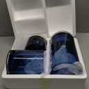 ARIAMOTION Glass Hurricane Candle Holders Bulk for Pillar Blue Seeded Bubbles Cylinder Table Centerpiece Modern Rustic Vases Home Decor 10" 7" 4" Set of 3