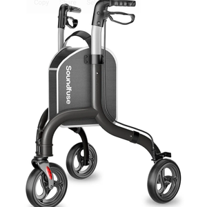 3 Wheel Walkers for Seniors, Lightweight Foldable Aluminum Rollator Walker, Height Adjustable Three Wheel Walker, Black