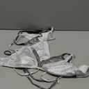 Womens Shiny Glitter Chain Three Piece Swimsuit Halter Neck Top and Triangle Bottom Bikini Set (Small, Silver)