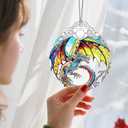 Stained Glass Ornament, Christmas Ornament, Hanging Ornaments for Home Decor & Christmas Tree Ornaments – Exquisite Holiday Decor, Xmas Gifts & Holiday Present - Dragon