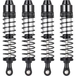 QUE-T 4pcs Aluminum Shock Absorber RC Shocks Suspension Dampers for 1/12 Tamiya Lunch Box Upgrade(Silver & Black)