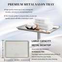 Salon Tray on Wheels, Salon Color Tray with Adjustable Height,Salon Rolling Tray Ideal Use As Metal Mayo Stand Tray,Tattoo Tray, Medical Tray, Dental Tray, Silver