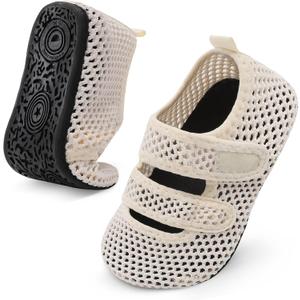 BARERUN Toddler Water Shoes Boys Girls Quick Dry Barefoot Aqua Shoes for Swim Pool Beach Non Slip Breathable Sandals Lightweight Summer House Slippers (3.5-4.5 Infant, Beigehole)