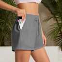 Women's Athletic Shorts with Pockets, 3.7" Sweat Shorts Women, Summer Workout Elastic Running Shorts (Gray, M)
