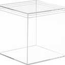 Clear box with Lid,Worasign Plastic Clear Acrylic Square Cube Containers with Lid Storage Boxes 4.7x4.7x4.7 Inches for Candy Pill ,Tiny Jewelry Beads, Coins, findings, Craft Supplies, Sewing