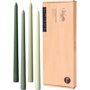 Viyffo 12 Inch Green Taper Candles Set of 4 Unscented Smokeless Long Tall Tapered Candles for Candlesticks Sticks Wedding Home Decor Dinner