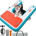 Inflatable Dog Water Ramp Pet Dock Platform Blue, Pet Water Platform for Boat Pool Lake Sea, Non-Slip Safety Floating Dock for Dogs up to 200lbs, EVA Puppy Float Ramp Dog Water Ladder