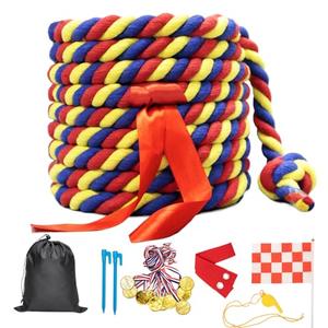 Tug of War Rope for Kids and Adults, 20/40/60FT Tug a War Rope for Outdoor Games Field Day Family Reunion Birthday Games, Outside Activities Yard Backyard Lawn Picnic Games, Team Building Games Multicolor
