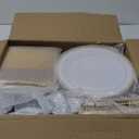 WELLIFE 600 PCS Gold Disposable Dinnerware Set for 100 Guests, Gold and White Plastic Plates for Party, 100 Each-Dinner & Salad Plates, Cups, Forks Knives Spoons for Wedding and Party