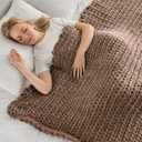 Maetoow Tighter Version Chenille Chunky Knit Blanket Throw 5x060 Inch, Handmade Warm & Cozy Blanket Couch, Bed, Home Decor, Soft Fleece Banket, Boho Thick Blankets and Giant Yarn Throws, Brown