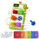 JoyCat Plug Busy Board for Toddlers 1-3, Montessori Sensory Toy with 6 Color Plugs, Songs & Sounds, Suction Cups, Travel Toy for Car Airplane, Birthday Gift for 1 2 3 Year Old