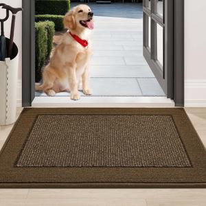 BEQHAUSE Indoor Door Mat 24" x 36", Dirt Trapper Door Mats Non-Slip Entryway Rugs Washable, Resist Dirt Absorbent Welcome Mat, Low Profile Floor Mats for Front Back Door and Entryway, Brown