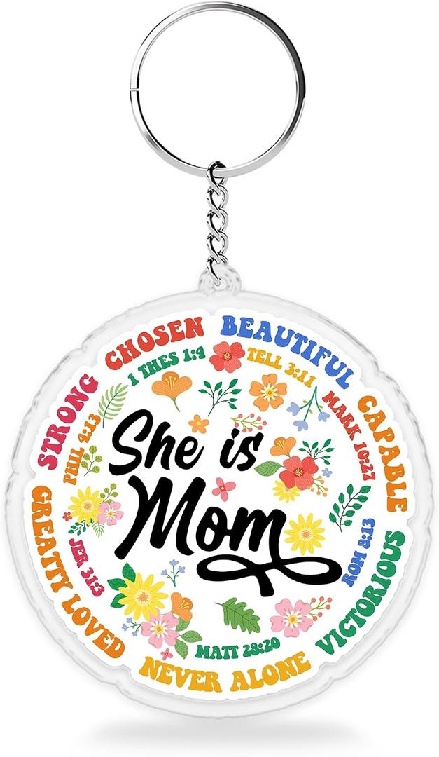Cute Keychains 2 Inches Funny Girly Wife Overstimulated Mom Gifts Keys for Handbags Backpacks Acrylic Keyrings
