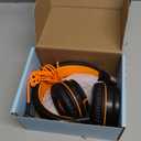 AILIHEN Kids Headphones, I35 OnEar Headphones for School, Safe Volume 93dB, HD Mic Stereo Headphone for Kid Girls Boys, Foldable 3.5mm Wired for Chromebook, Laptop, Computer, Tablet (Black Orange)