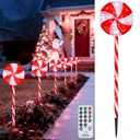Brightown 6 Pack Lollipop Christmas Pathway Lights Outdoor - 29IN 120 LED Candy Cane Lights with 8 Lighting Modes, Waterproof Christmas Light Outdoor Decoration for Lawn Yard Walkway, Red and White