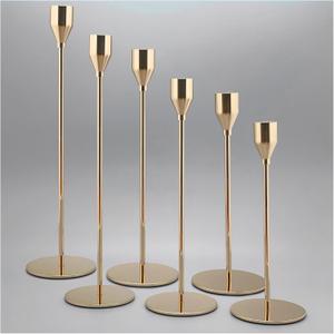 6Pcs French Gold Candlestick Holders Set Fit 3/4" Tall Taper Candle Home Decorative Table Centerpieces for Family Dinning, Party Decoration, French Gold 