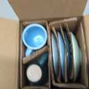 KIVY Espresso Cups Set of 4 [Set 4x 3oz]- Espresso Set Thick Walled Stoneware Espresso Cup Set - Italian Style Espresso Cups and Saucers - Coffee Mugs - Pastell Green, Blue