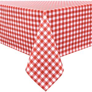 Waterproof Plaid Tablecloth Fabric - Oblong 52x70 Inch Classic Buffalo Tartan Table Cloth for Indoor/Outdoor Use - Washable Tabletop Cover for Dinner, BBQs, and Parties (S/Red White)