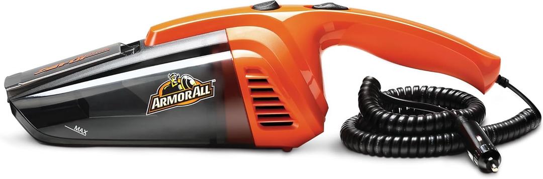 12V Handheld Vacuum Cleaner - Easy Emptying and Cleaning - Includes Accessories: Built-in Retractable Crevice Tool - Detail Brush - Pet Hair Rake - Storage Bag and Reusable Cloth Filter