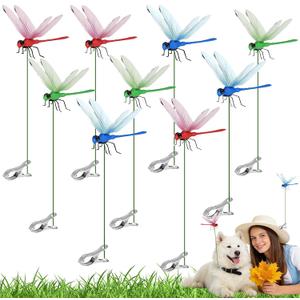 2 x 9 PCS Dragon Fly Clips for Bugs Repellent, Dragonfly Clip Bug Repellent, Dragonfly Clips to Keep Bugs Away for Garden Stakes Decor Yard Ornaments for Hat & Horse, Fly Scare Devices for Indoor Outdoor