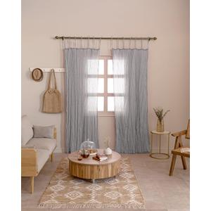 Home Sheer Curtains Transparent Light Filtering Cotton Voile Drapes Crinkle Sheer Door Curtains for Living Room, Curtain Set Bedroom Dining Room - Grey, 2 Panels Set, 42"x84"