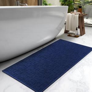 AMOAMI-Bath Mat-Absorbent Quick Dry Bathroom Floor Mats-Washable Rubber Backing Bath Mats for Bathroom Rugs Fit Under Door-Bath Rug for in Front of Sink Bathtub Shower Room, Navy 24''x48''