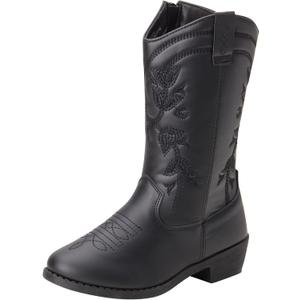 Boots - Girls' Western Cowboy Boots (Toddler/Girl) (3 Big Kid, Classic Black)