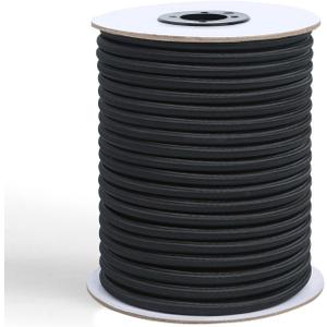 Strong and Durable Bungee Cord - 3/8" x 100ft Elastic Cord, Kayak Stretch String Rope, Bungee Shock Cords for Repairing Tent Poles, DIY, Tie Downs, Black