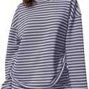 MISSACTIVER Women's Striped Lounge Set Long Sleeve Tee Shirts Drawstring Wide Leg Shorts Matching 2 Piece Pajamas Set small