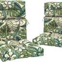 Outdoor High Back Chair Cushions Set of 2, Water-Resistant Chair Cushions for Patio Home Garden, Replacement Rocking Chair Cushion with tie 22" W x 20" D, Tropical Paradise