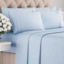 King 6 Piece Sheet Set - Comfy Breathable & Cooling - Ultra Soft Hotel Luxury Bedding Set w/ 8-16 Inch Deep Pockets - 1 Flat & 1 Fitted Sheet & 4 Pillowcases - Wrinkle Free and Easy Care - Sky Blue