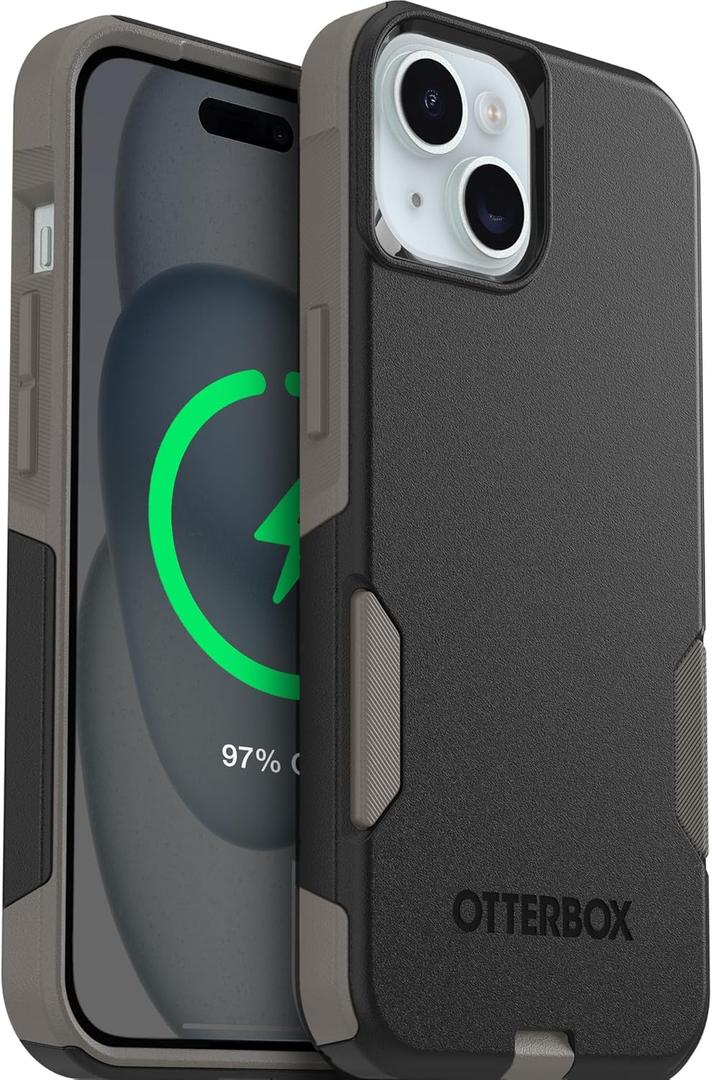 OtterBox iPhone 17e, 16e, 15, 14, & 13 Commuter Series Case - Slim & Tough, Pocket-Friendly, with Port Protection - Black/Grey