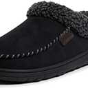 Dearfoams Mens Indoor/Outdoor Breathable Memory Foam Brendan Clog House Shoe Slipper with Wide Widths (Black, 9-10)